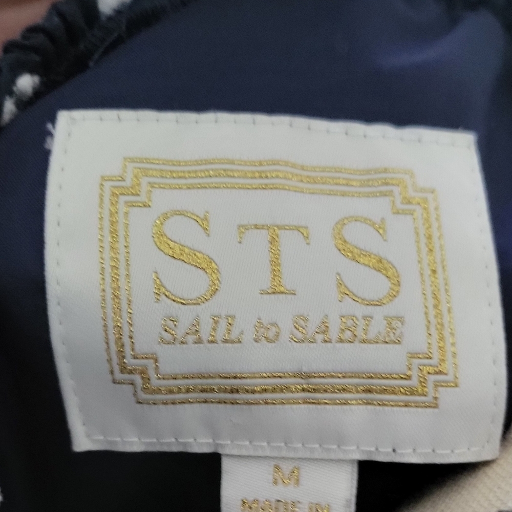 Sail to Sable Navy and Pink Off-Shoulder Mini Dress M - Picture 6 of 6